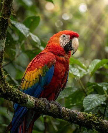 Ara rouge dans la forêt tropical — La base