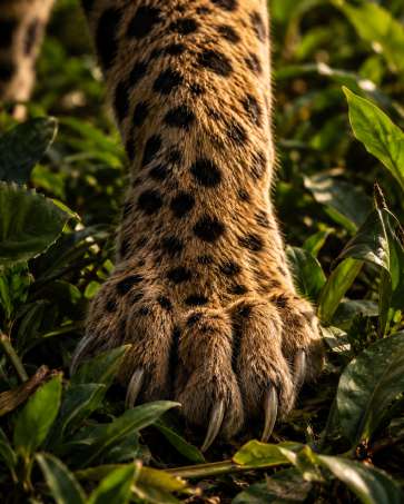 Jaguar en milieu naturel — Zoom : Patte avant et griffes