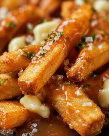 Poutine canadienne traditionnelle — Zoom : Frite héro ultra détaillée
